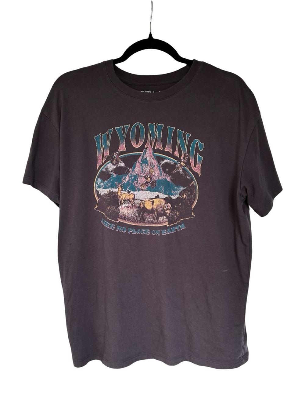 Fifth Sun Wyoming Like No Place On Earth Graphic Tee XXL Grey Western Outdoors